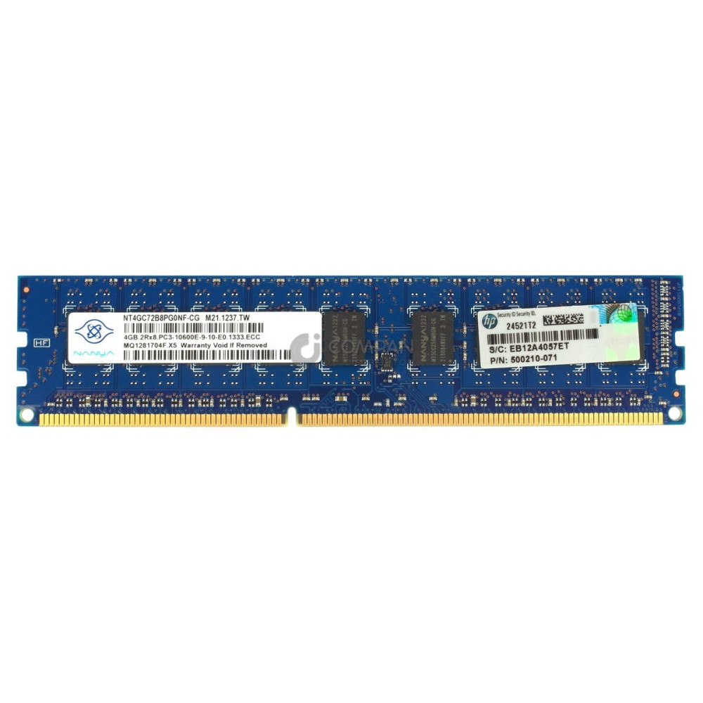 500210-071 HP MEMORY 4GB 2RX8 PC3 10600 DDR3 UDIMM
