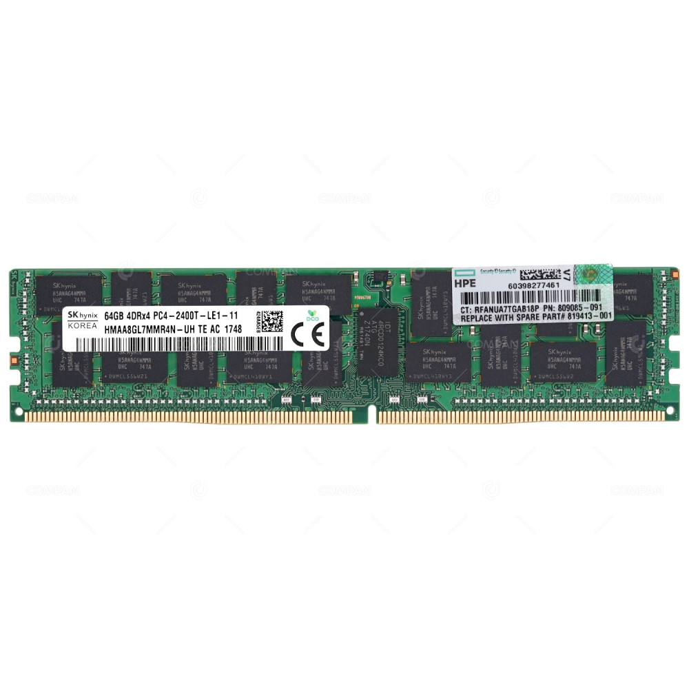 809085-091 HP DDR4 64GB 4DRX4 PC4-19200 2400MHZ LRDIMM