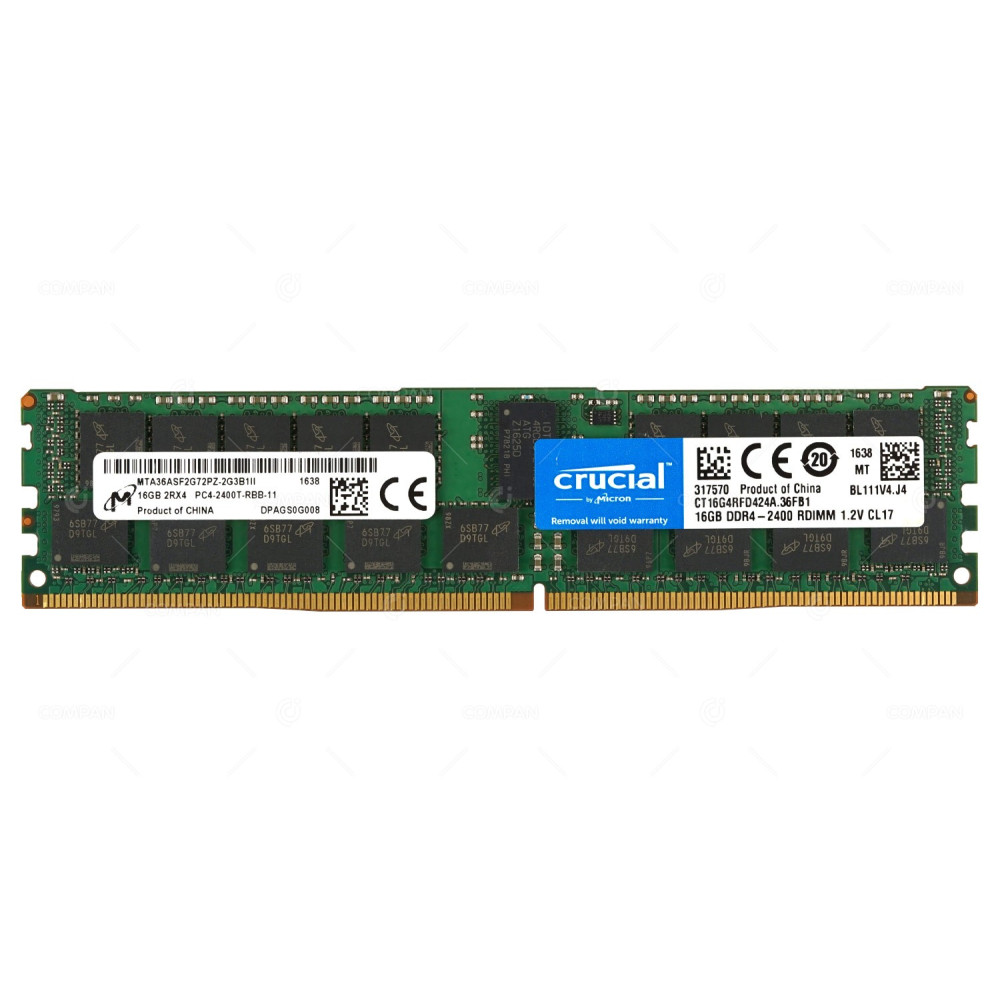 CT16G4RFD424A.36FB1 CRUCIAL MEMORY 16GB 2RX4 2400T PC4 RDIMM 19200T DDR4 317570, MTA36ASF2G72PZ-2G3B1