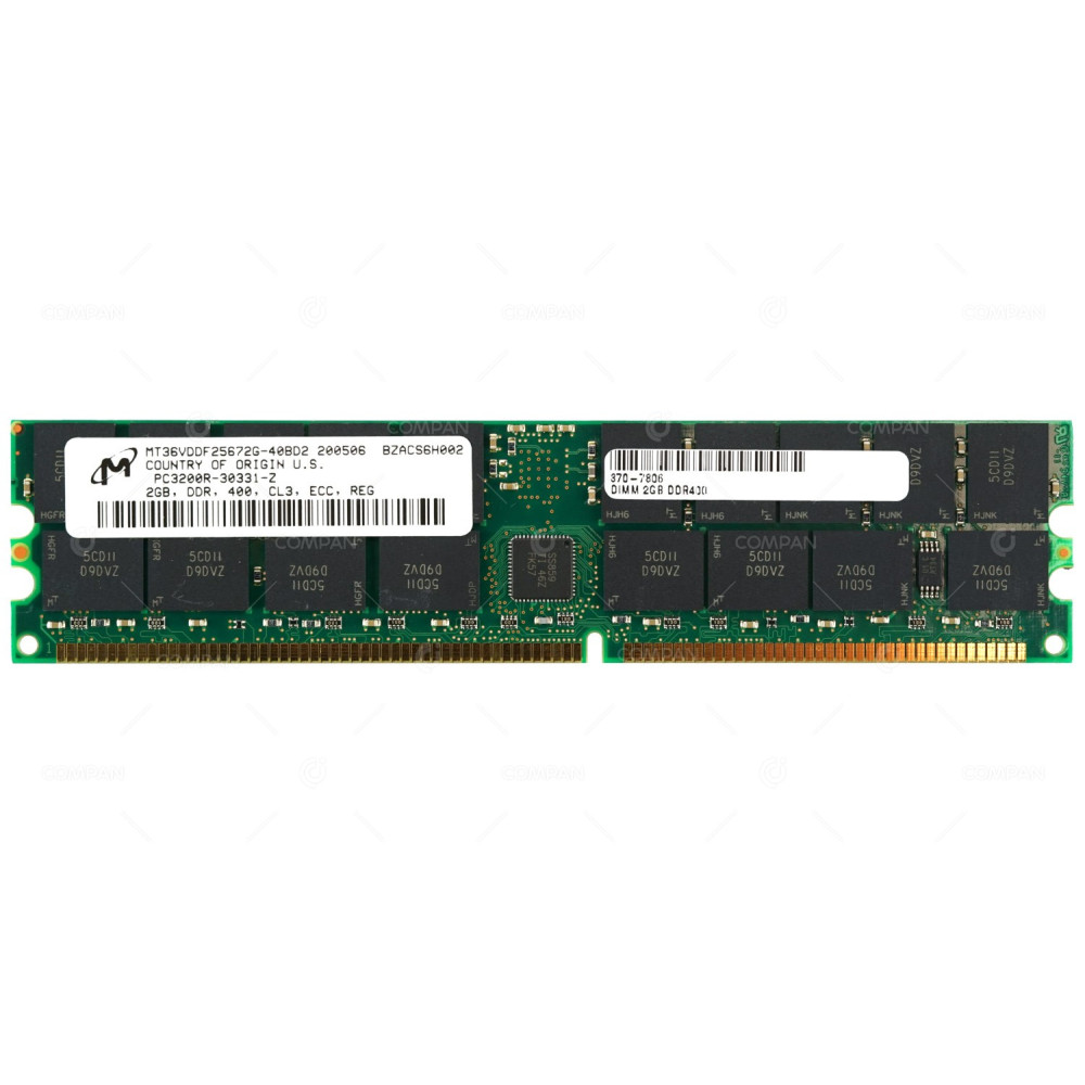 370-7806 SUN MEMORY 2GB PC 3200R DDR 400 CL3 ECC REG MT36VDDF25672G-40BD2