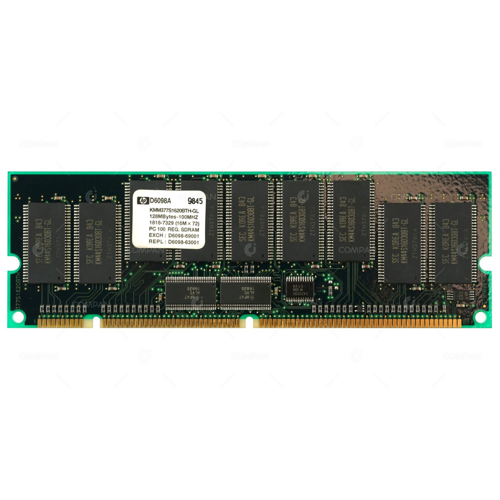 D6098-63001 HP MEMORY 128MB 100MHZ 16MX72 PC100 168 PIN REG SDRAM ECC DIMM D6098-69001, D6098A, KMM377S1620BTH-GL