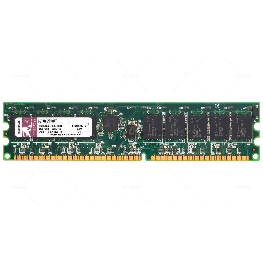 KTD1925-1G KINGSTON MEMORY 1GB PC2100 266MHZ 184 PIN CL2.5 REG DIMM KTD1925/1G, 9965324-005.A00LF