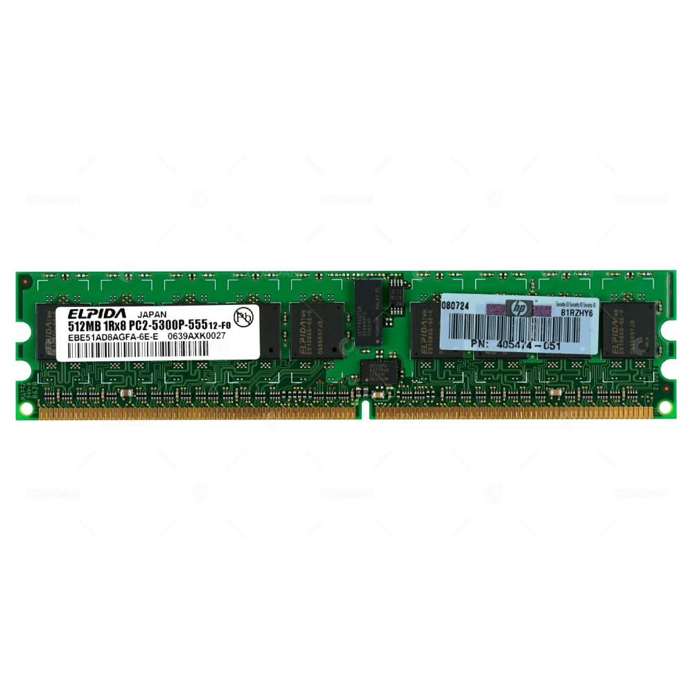 405474-051 HP MEMORY 512MB 1RX8 PC2 5300P RDIMM DDR2