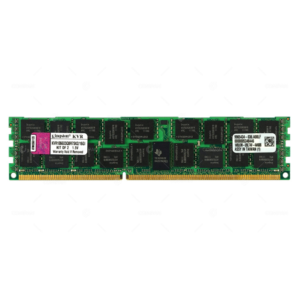 KVR1066D3Q8R7SK2-16GI KINGSTON MEMORY 8GB 2RX4 PC3 8500 RDIMM DDR3-1066 CL7 SDRAM DDR3 KVR1066D3Q8R7SK2/16GI, 9965434-036.A00LF