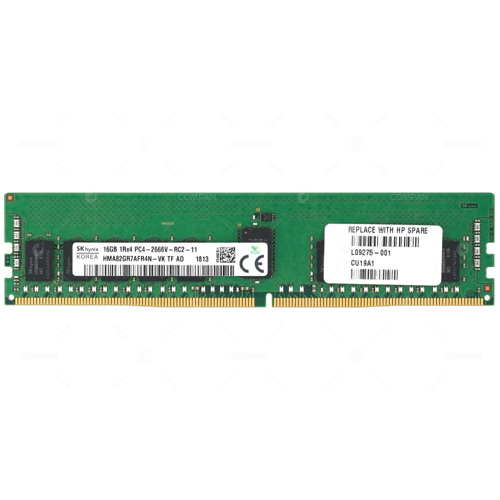 L09275-001 HP MEMORY 16GB 1RX4 PC4 2666V 2GX4 CL19 ECC RDIMM DDR4 21300V
