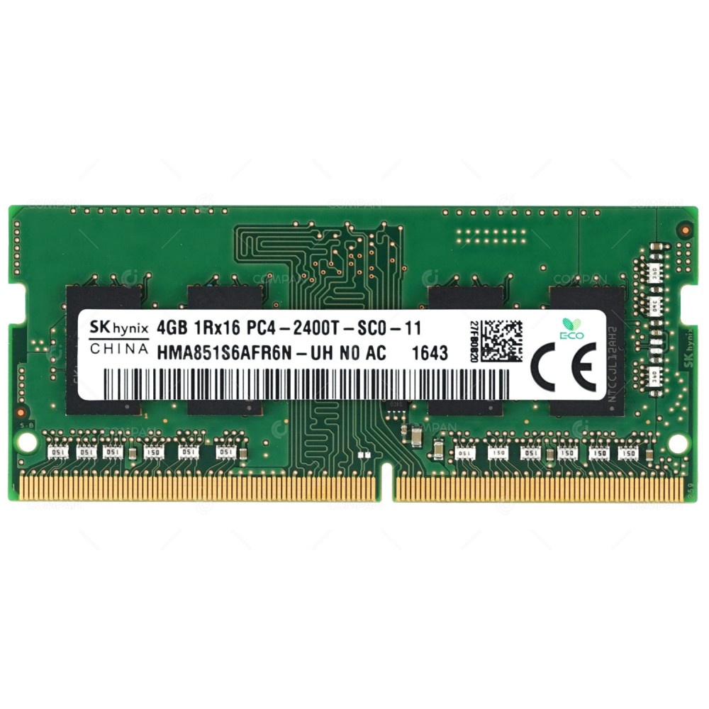 HMA851S6AFR6N-UH HYNIX MEMORY 4GB 1RX16 PC4 2400T DDR4 19200T 260 PIN UNBUFFERED CL17 NON ECC SO-DIMM -