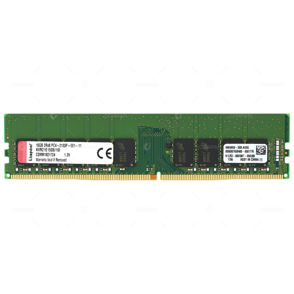KVR21E15D8-16I KINGSTON MEMORY 16GB 2RX8 PC4 17000P DDR4 2133P KVR21E15D8/16I, CSMM1821724, 9965669-008.A03G