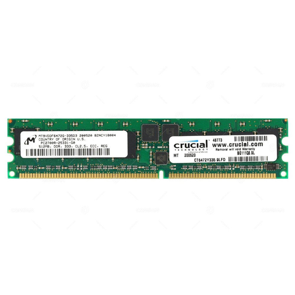 CT6472Y335.9LFD CRUCIAL MEMORY 512MB PC2700R DDR 333MHZ 184PIN CL2.5 ECC RDIMM
