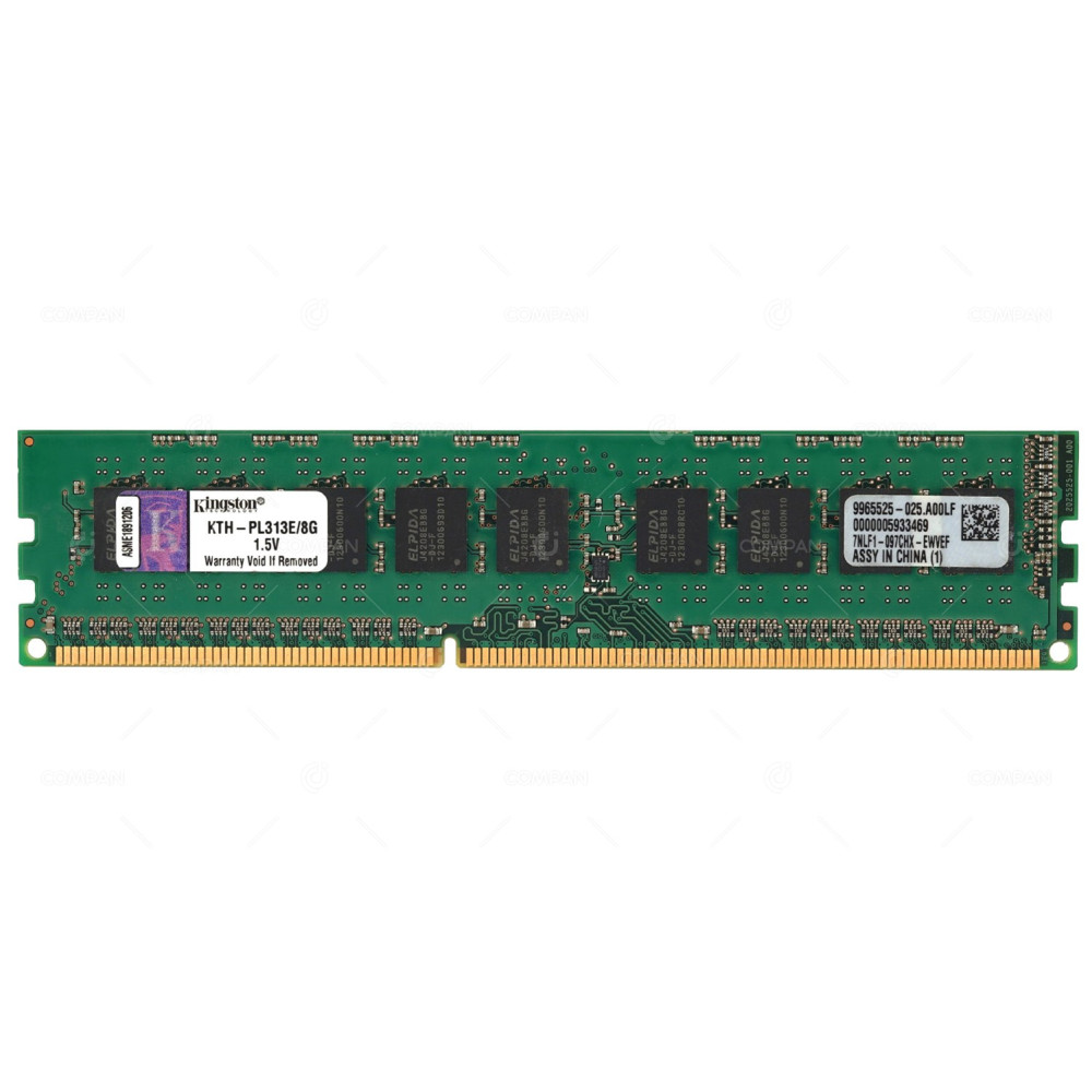 KTH-PL313E-8G KINGSTON MEMORY 8GB 2RX8 PC3 10600 1333MHZ 240 PIN CL9 1.6V ECC UDIMM KTH-PL313E/8G, 9965525-025.A00LF