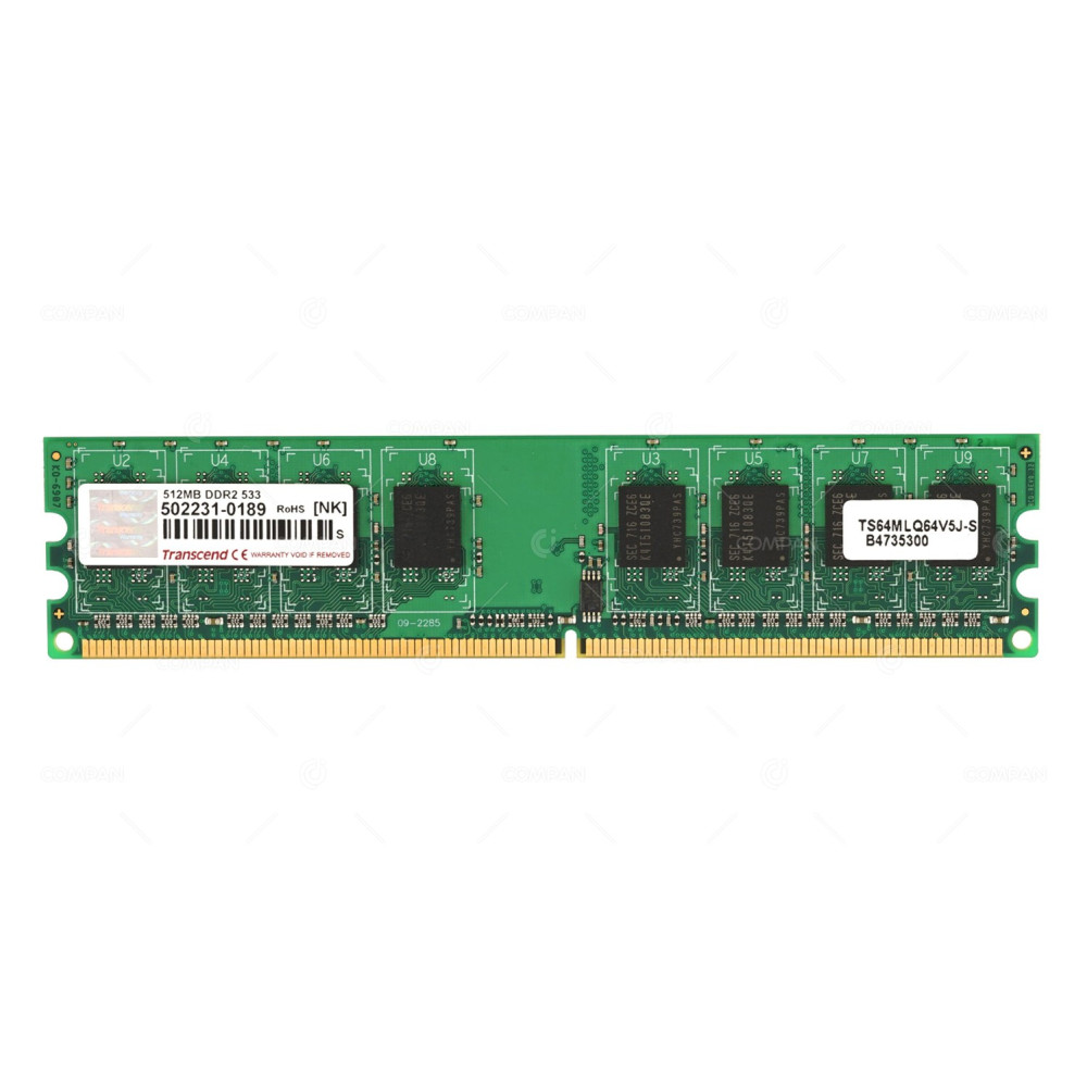 TS64MLQ64V5J-S TRANSCEND MEMORY 512MB 1RX8 PC2 4200U 533MHZ 240 PIN 1.8V CL4 NON ECC UDIMM SDRAM DDR2 B4735300, 502231