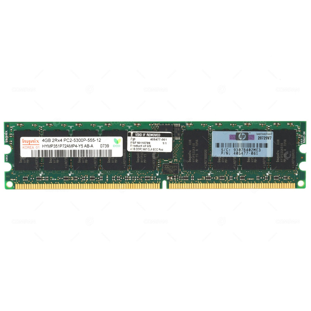 405477-061  HP MEMORY 4GB 2RX4 PC2 5300P DDR2