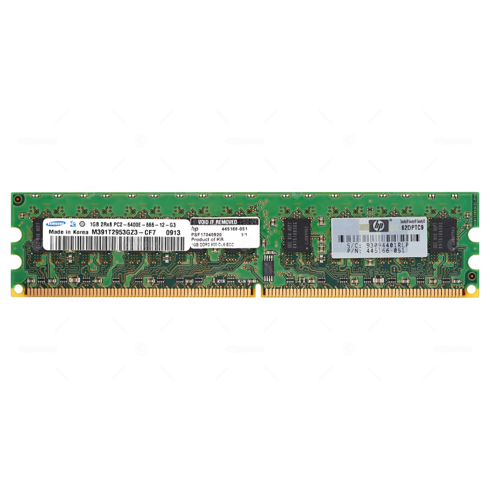 445166-051 HP DDR2 MEMORY 1GB 800 MHz 2RX8 PC2-6400E 450259-B21