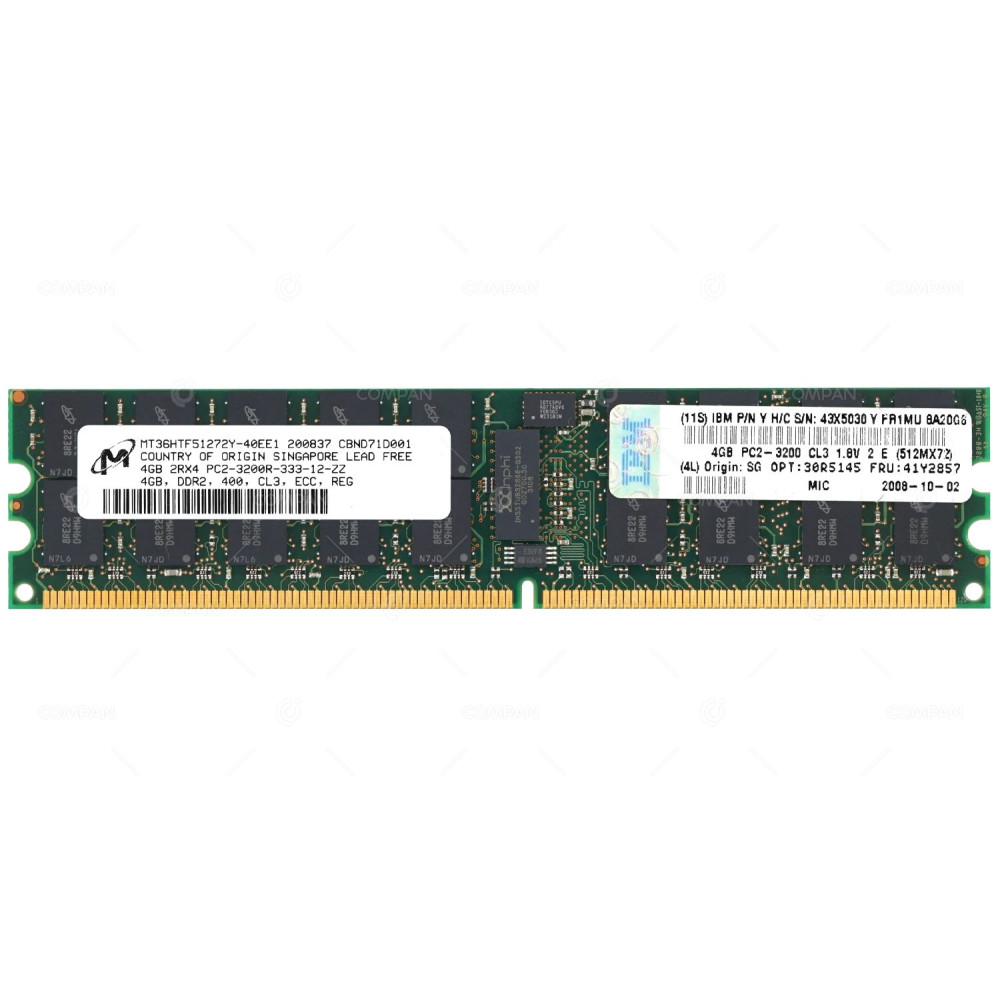 41Y2857 IBM MEMORY 4GB 2RX4 PC2-3200R DDR2 400 MHz
