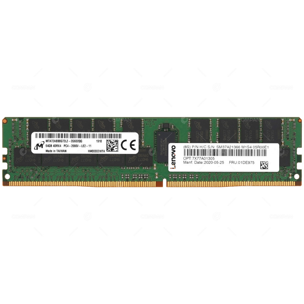 01DE975 LENOVO DDR4 64GB 4DRX4 PC4-21333 2666MHZ LRDIMM CL19