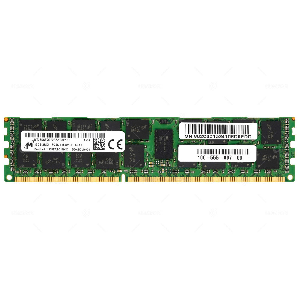 100-555-007-00 EMC MEMORY 16GB 2RX4 PC3L-12800R FOR DATADOMAIN 9500 MT36KSF2G72PZ-1G6E1