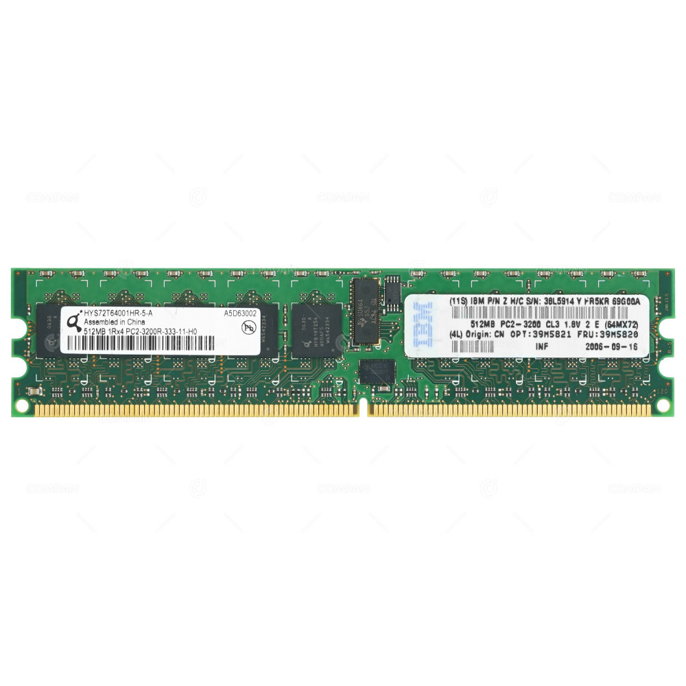 39M5820 IBM MEMORY 512MB 1RX4 PC2 3200R DDR2 HYS72T64001HR-5-A