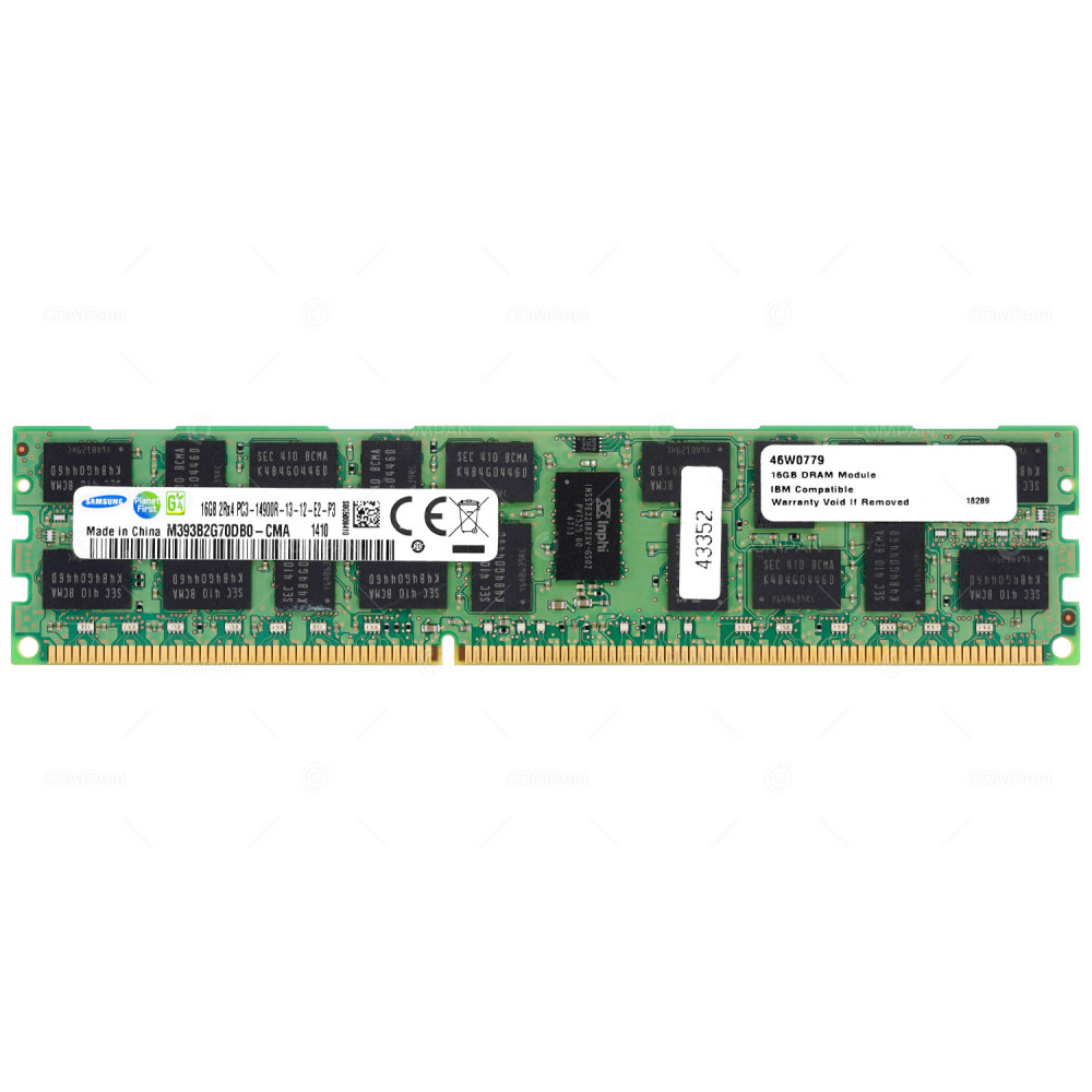 46W0779 IBM 16GB 2RX4 PC3-14900R DDR3 1866MHZ 1.5V CL13 ECC REGISTERED MEMORY -