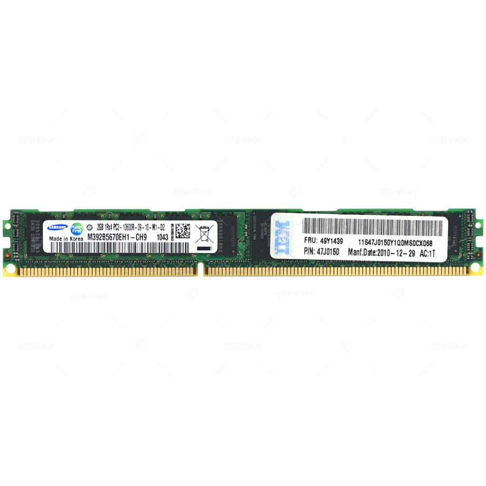 49Y1439 IBM 2GB 1RX4 PC3 10600R DDR3 MEMORY FOR HS BLADE SERVER 47J0150, M392B5670EH1-CH9