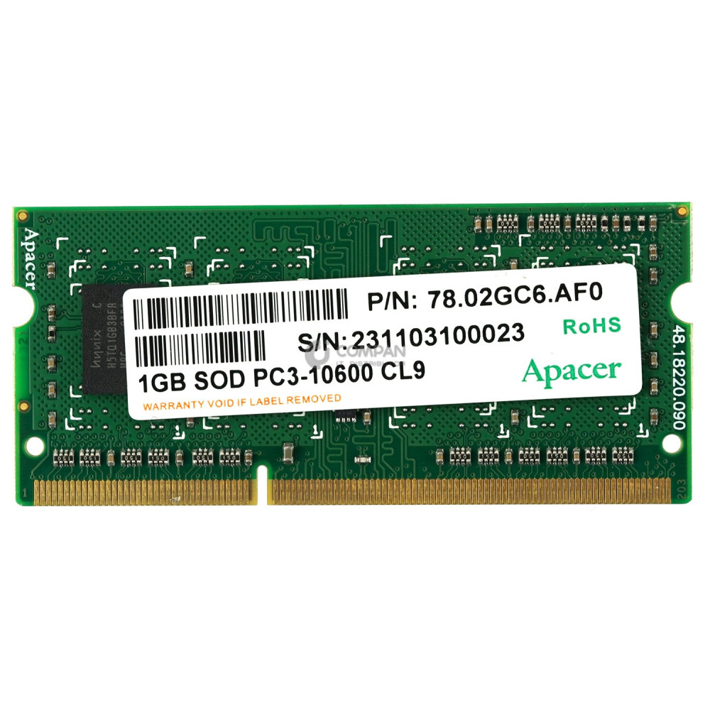 78-02GC6-AF0 APACER MEMORY 1GB SOD PC3-10600 CL9 DDR3 78-02GC6-AF0 78.02GC6.AF0 78.02GC6.AF0