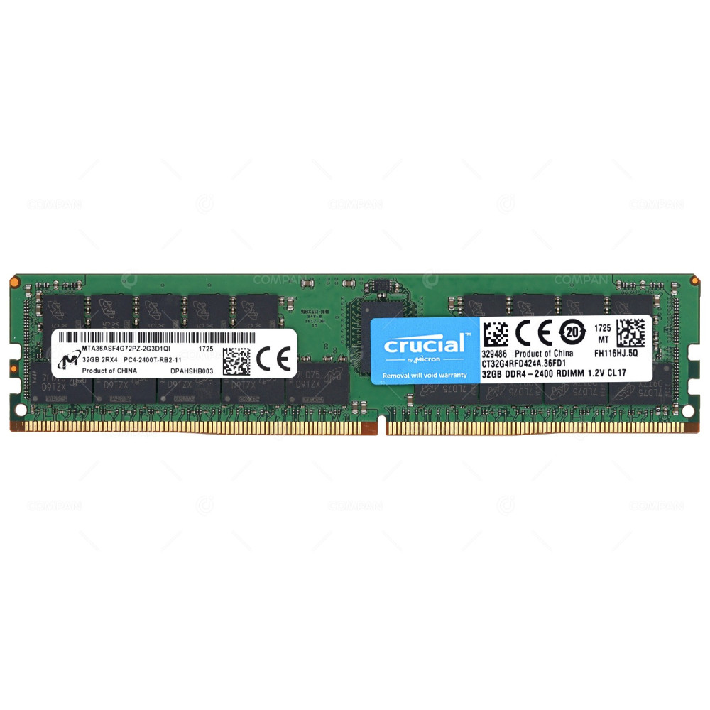 CT32G4RFD424A-36FD1 CRUCIAL MEMORY 32GB 2RX4 PC4-2400T RDIMM DDR4 CT32G4RFD424A.36FD1, MTA36ASF4G72PZ-2G3D1