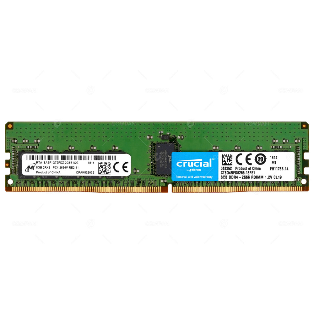 CT8G4RFD8266-18FE1 CRUCIAL MEMORY 8GB 2RX8 PC4 2666V DRR4 21300V CT8G4RFD8266.18FE1, MTA18ASF1G72PDZ-2G6E1