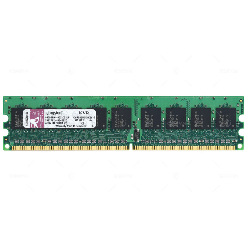 KVR533D2E4K2-1G KINGSTON MEMORY 1GB PC2 4200 DDR2 533MHZ KVR533D2E4K2/1G