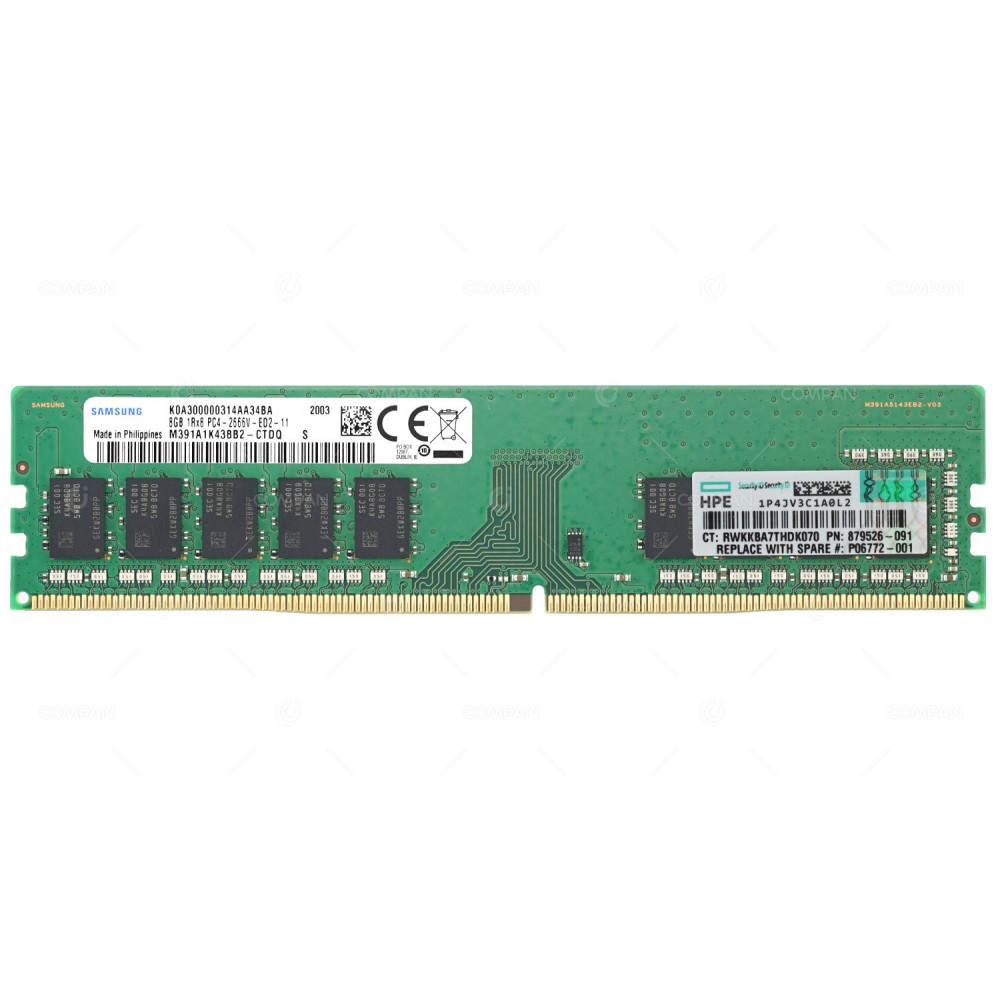 P06772-001 HP 8GB 1RX8 PC4 2666V DDR4 2666MHZ UDIMM ECC UNBUFFERED MEMORY 879505-B21, 879526-91