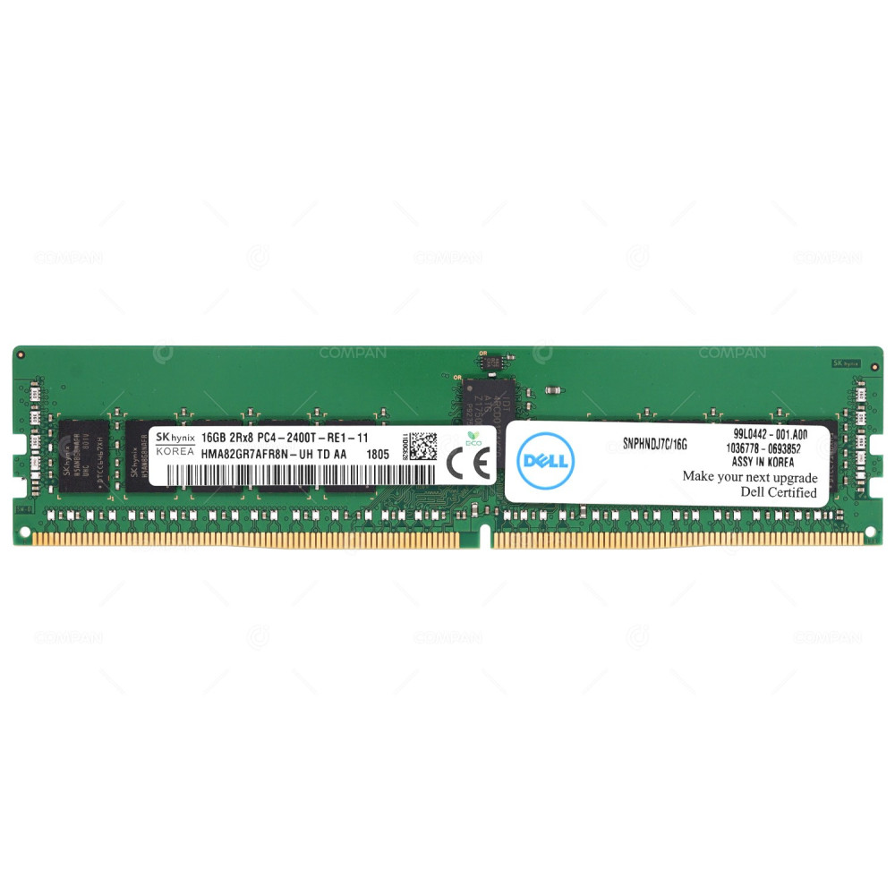 SNPHNDJ7C-16G DELL DDR4 16GB 2RX8 PC4-19200 2400MHZ RDIMM CAS 17-17-17