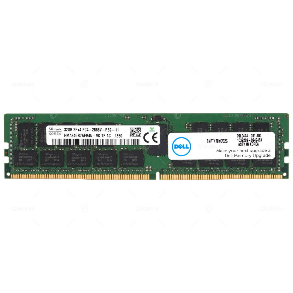 SNPTN78YC-32G DELL DDR4 32GB 2RX4 PC4-21333 2666MHZ RDIMM