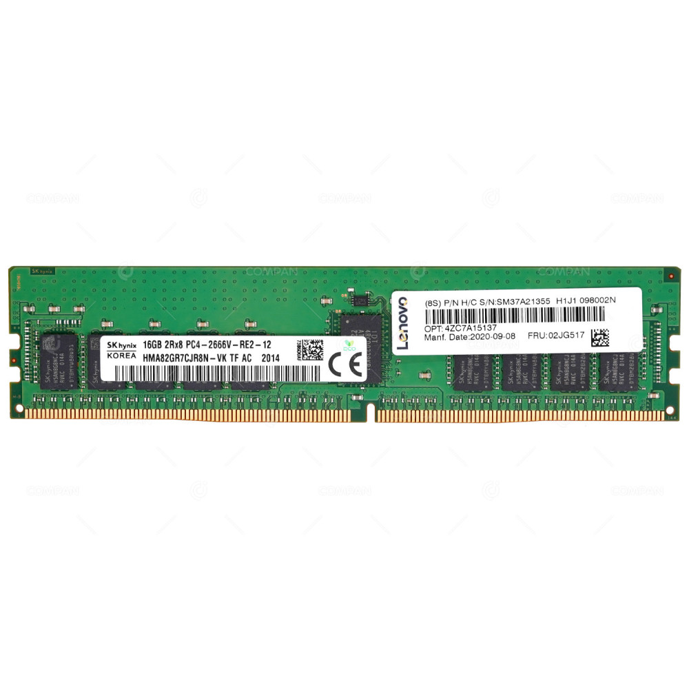 02JG517  LENOVO DDR4 16GB 2RX8 PC4-21333 2666MHZ RDIMM CL19 FOR THINKSYSTEM