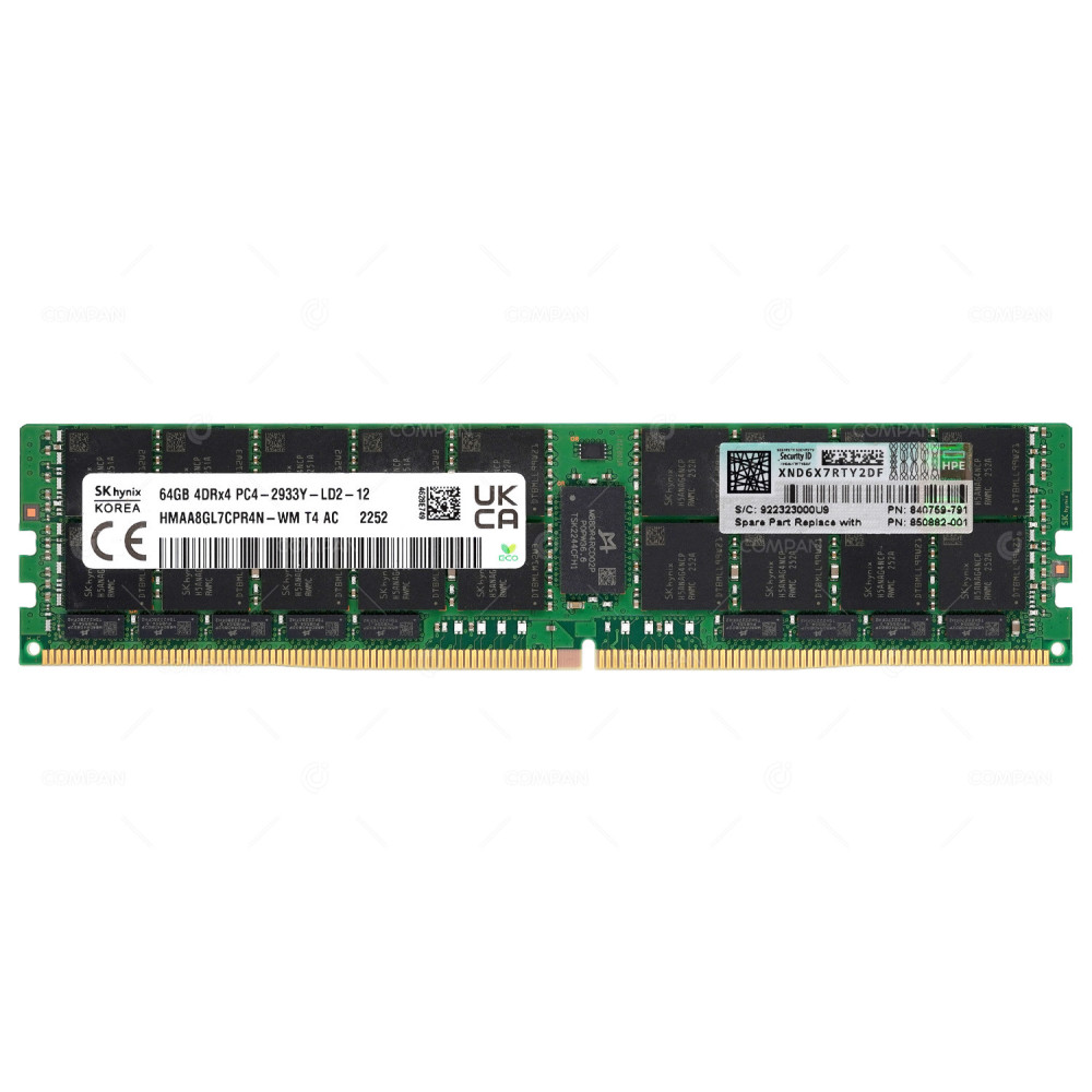 840759-791  HP DDR4 64GB 4DRX4 PC4-23466 2933MHZ LRDIMM CL19