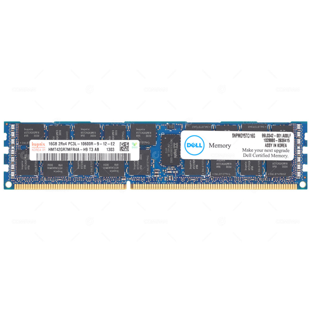 SNPMGY5TC-16G  DELL DDR3 16GB 2RX4 PC3L-10600 1333MHZ RDIMM  CL9