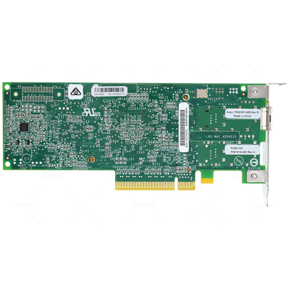 00JY847 LP IBM LPE12000 SINGLE PORT 8G SFP FC CONTROLLER LOW PROFILE PCI-E