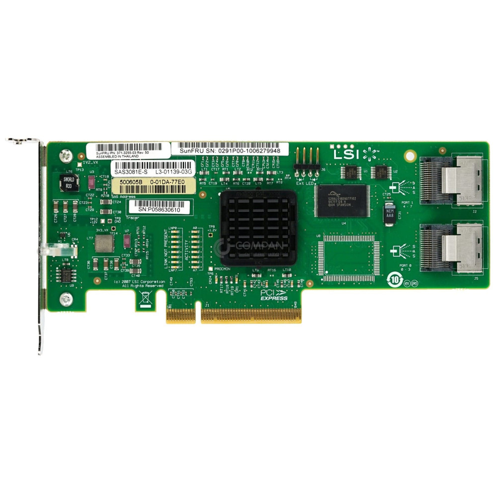 371-3255-03 SUN ORACLE SAS HOST BUS ADAPTER DUAL PORT 3G PCI-E LOW PROFILE