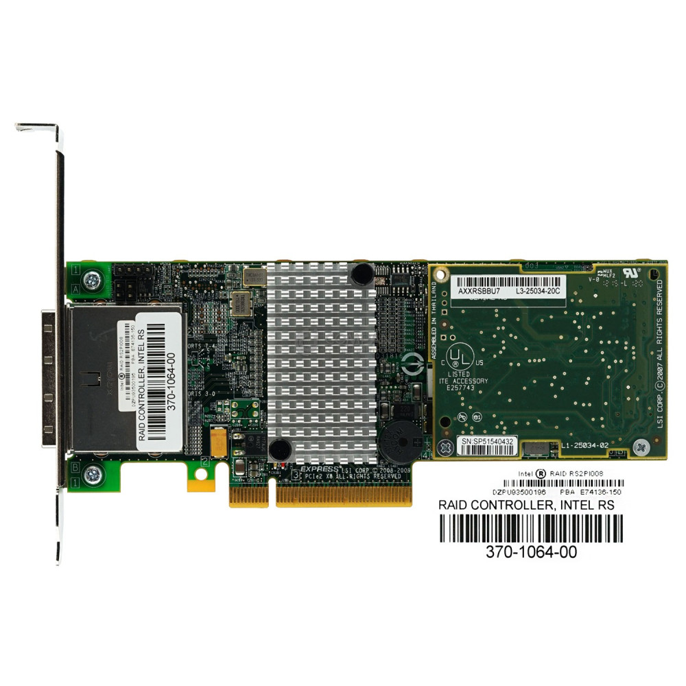 370-1064-00 INTEL RS2PI008 6GB SAS SATA EXTERNAL RAID CONTROLLER LOW PROFILE