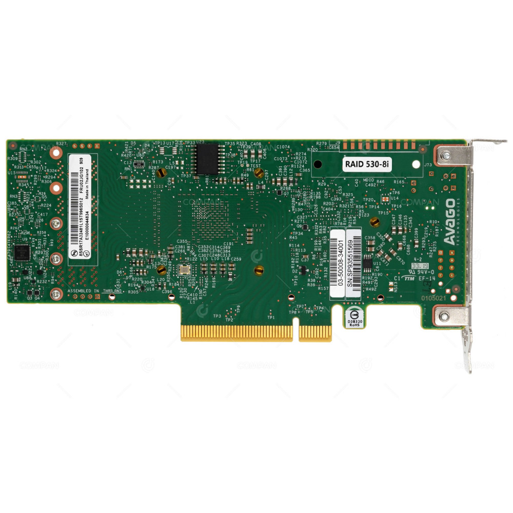 02JG102 LP IBM LENOVO 530-8I 12G SAS 8 PORT RAID CONTROLLER LOW PROFILE FOR THINKSYSTEM 7Y37A01082, E10000044834, 03-50008-34001, 530-8I