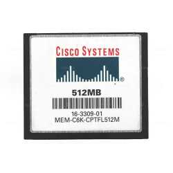 16-3309-01 CISCO COMPACTFLASH CF 512MB FLASH CARD FOR CATALYST 6500 SERIES CISCO 7600 SERIES SUPERVISOR ENGINE 720-3BXL MEM-C6K-CPTFL512M