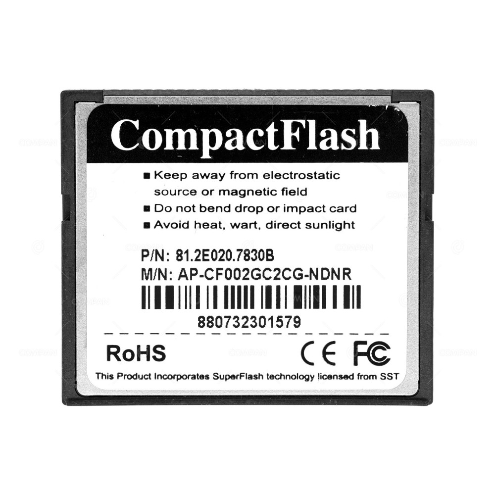 81.2E020.7830B APACER 2GB COMPACT FLASH MEMORY CARD AP-CF002GC2CG-NDNR