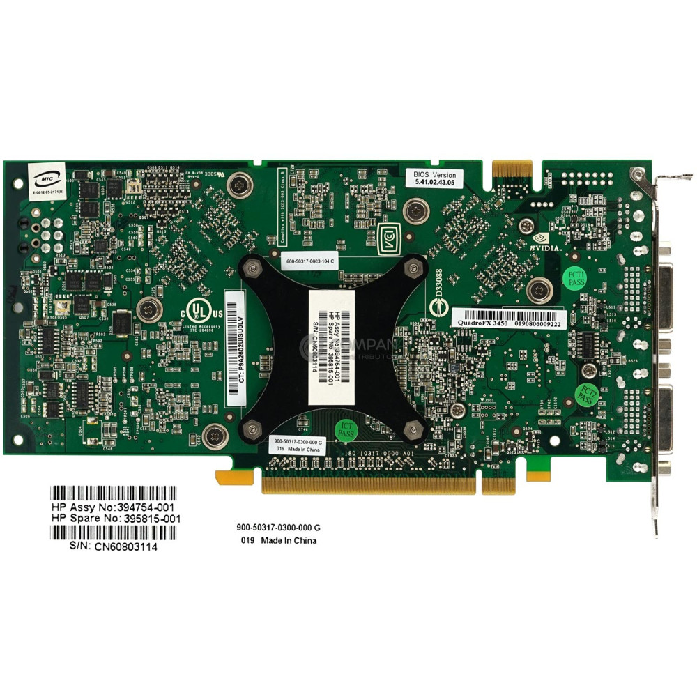 395815-001 HP NVIDIA QUADRO FX 3450 256MB PCIE GRAPHICS CARD 394754-001