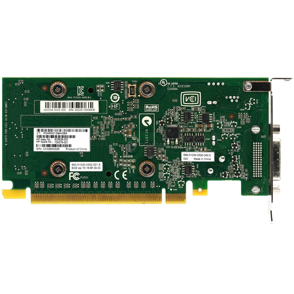 700578-001 LP HP NVIDIA NVS 300 512MB PCI-E X16 GRAPHICS CARD LOW PROFILE