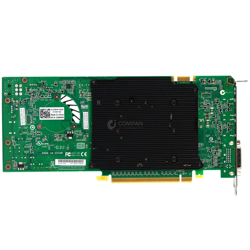 38XNM DELL NVIDIA QUADRO 4000 2GB GDDR5 PCI-E X16 DUAL DISPLAY PORT +1DVI