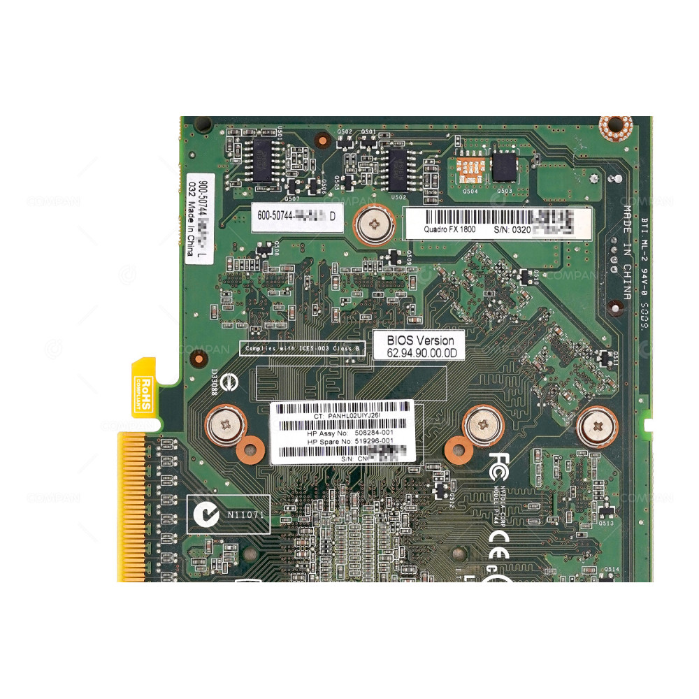 519296-001  HP NVIDIA QUADRO FX 1800 768MB GDDR3 PCIE 2.0 X16 GPU GRAPHICS ACCELERATOR