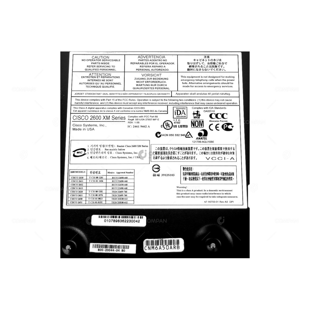 CISCO2610XM CISCO 2610XM SERIES 10/100 ETHERNET ROUTER