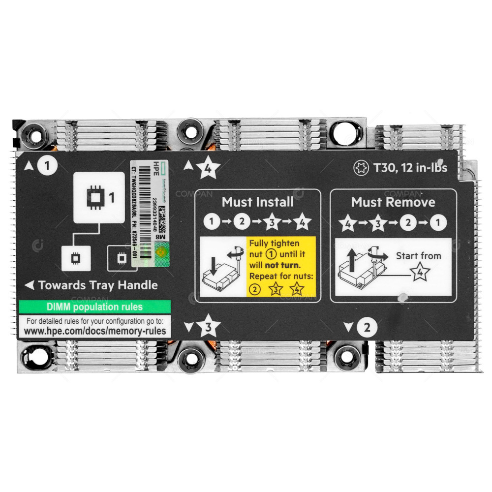 879851-001 HP HEATSINK CPU1 FOR HP PROLIANT XL170R XL190R G10