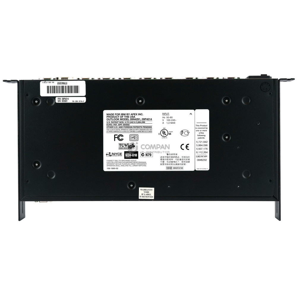 IBM APEX OUTLOOK 2X8 PORT KVM CONSOLE SWITCH