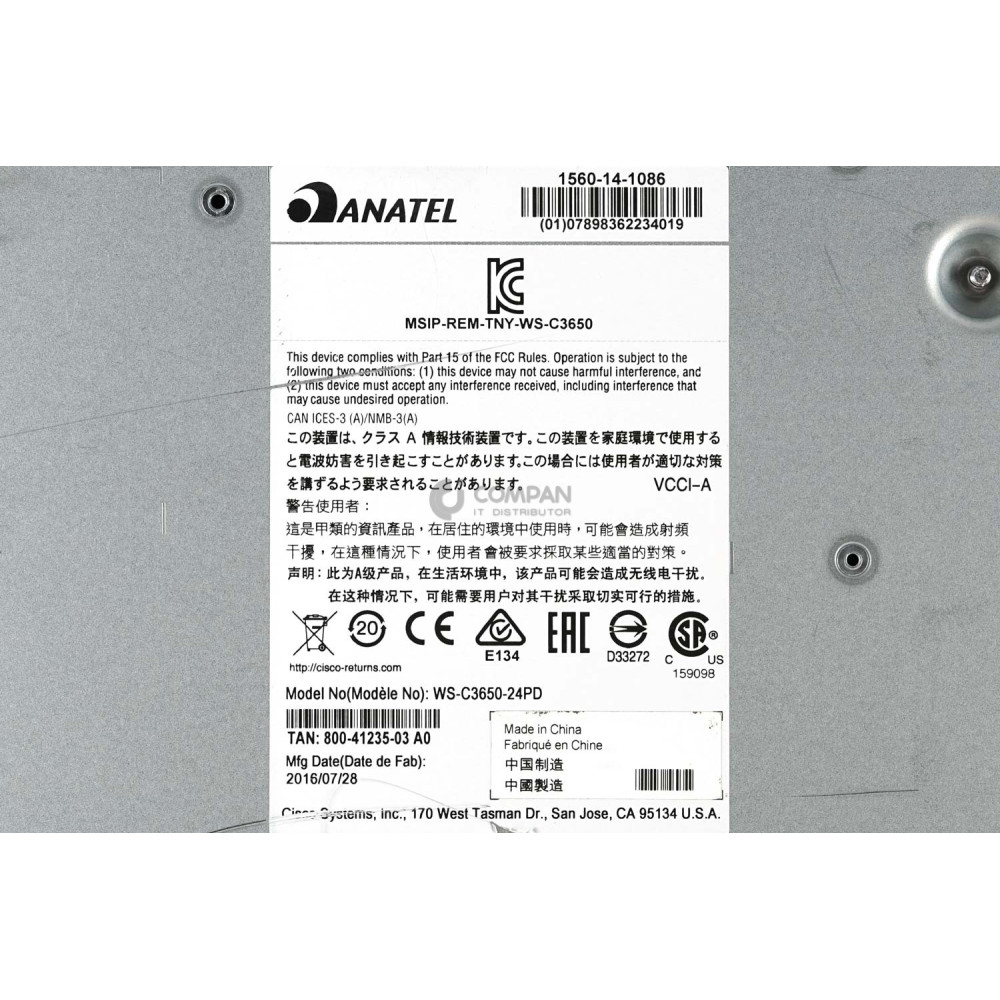 WS-C3650-24PD-L CISCO CATALYST 3650 24-PORT 1GB RJ-45 4-PORT SFP