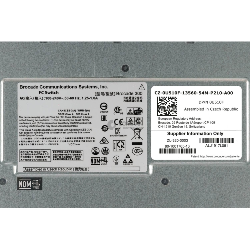 U510F DELL BROCADE 300 24-PORT 8GB FIBRE CHANNEL 24-PORTS ACTIVE SWITCH