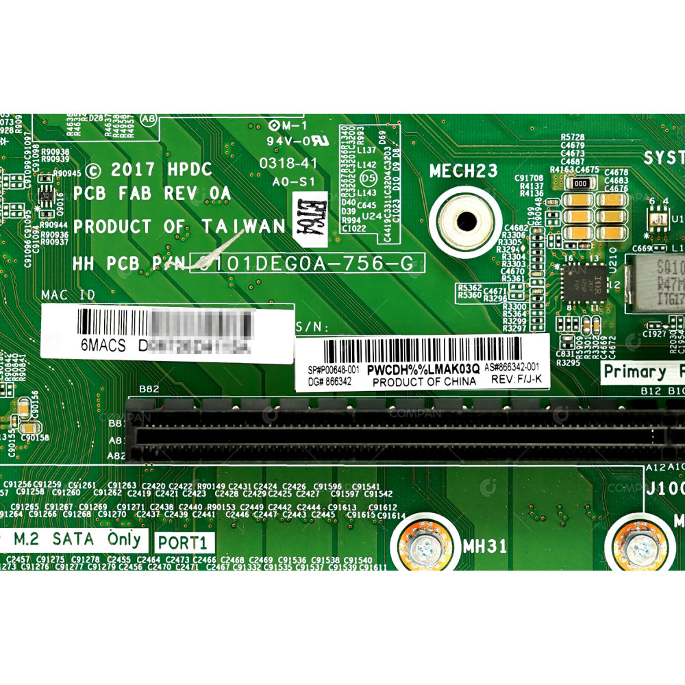 P00648-001 HP DUAL SOCKET SP3 32 MEMORY SLOTS  MAINBOARD FOR PROLIANT DL385 G10 866342-001