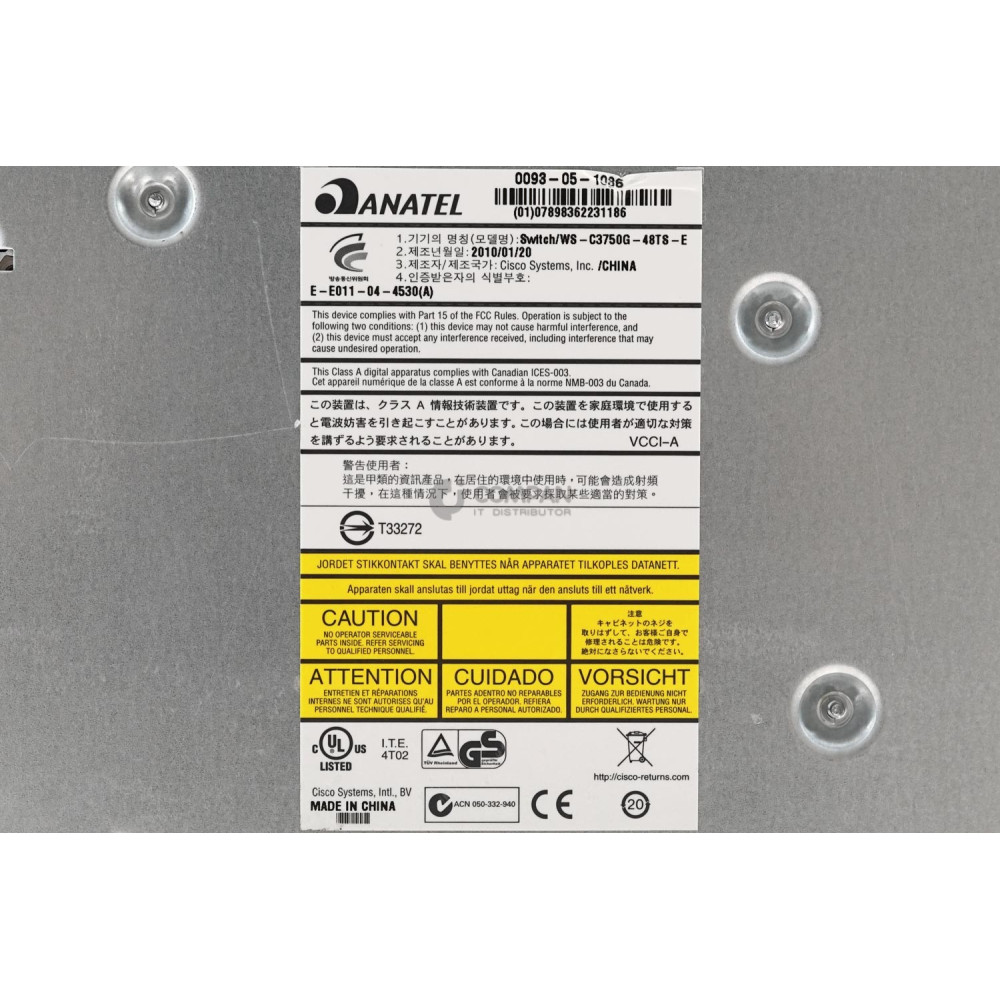 WS-C3750G-48TS-E CISCO CATALYST 3750G 48-PORT 1GB  4-PORT 1GB SFP SWITCH