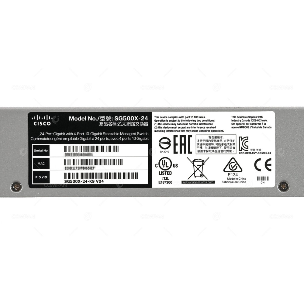 SG500X-24-K9 CISCO SG500X 24-PORT 1GB RJ-45 4-PORT 10GB SFP+ STACKABLE SWITCH